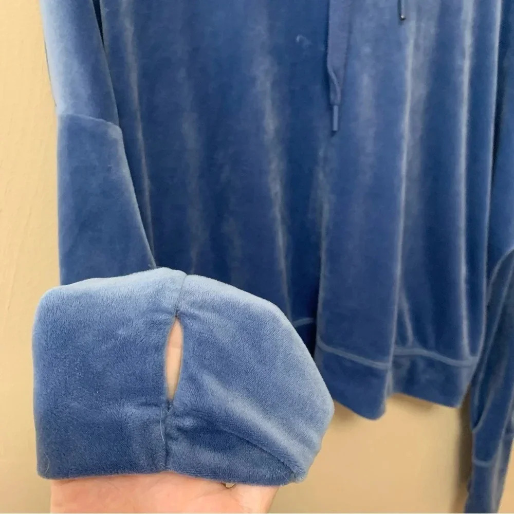 Offline by Aerie Blue Cropped Velour Hoodie XL - Picture 7 of 10